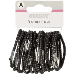 Élastique noir fil métallique brillant x20