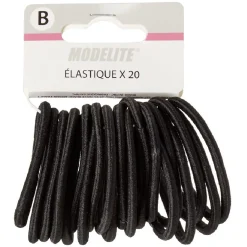 Élastique sans métal noir fil brillant x20