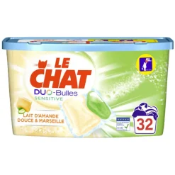 Lessive capsule Le Chat 32 lavages savon de Marseille et amande douce