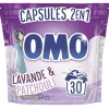 Lessive capsule OMO 30 lavages essence naturelle lavande et patchouli