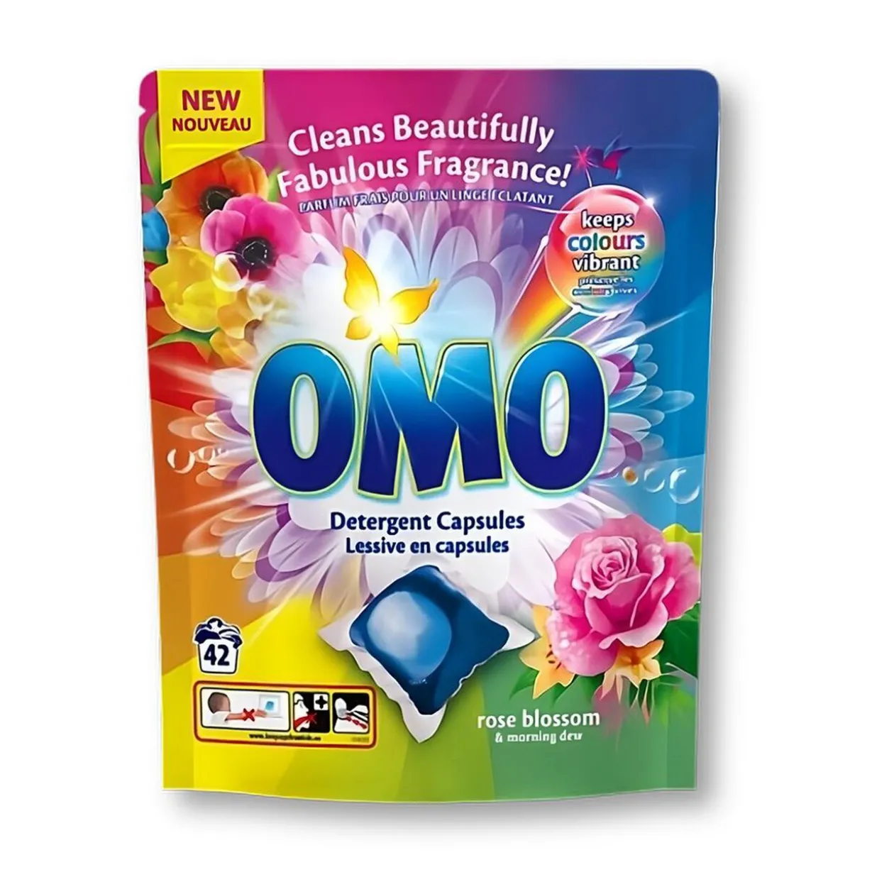 Lessive capsule OMO fleur de rose 42 pods