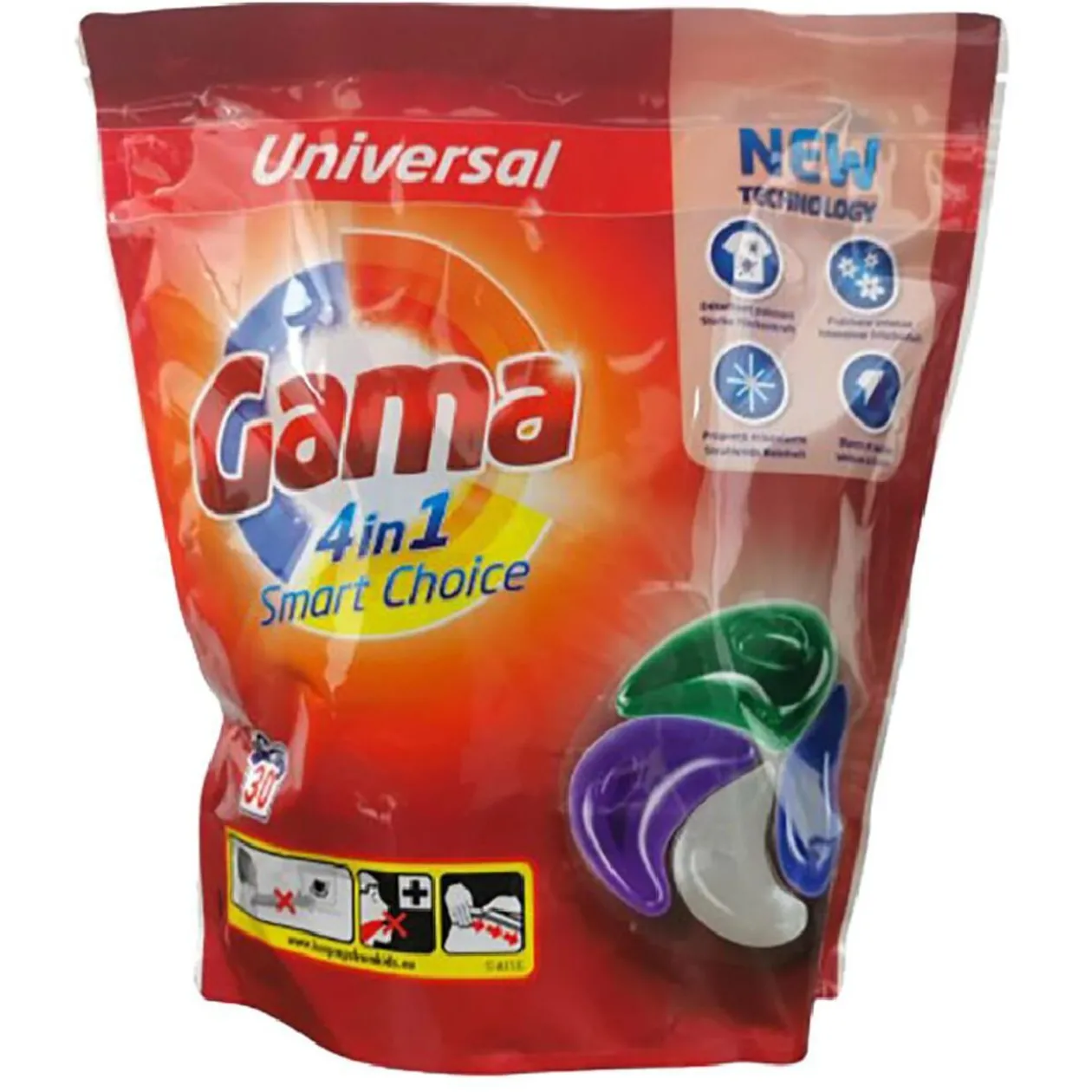 Lessive liquide Gama 30 capsules 4en1 - 30 lavages