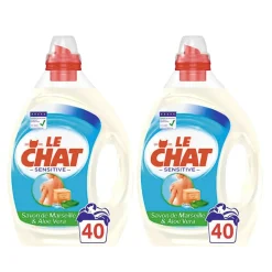 Lessive liquide Le Chat peau sensible savon de Marseille 80 lavages 2 x 2L