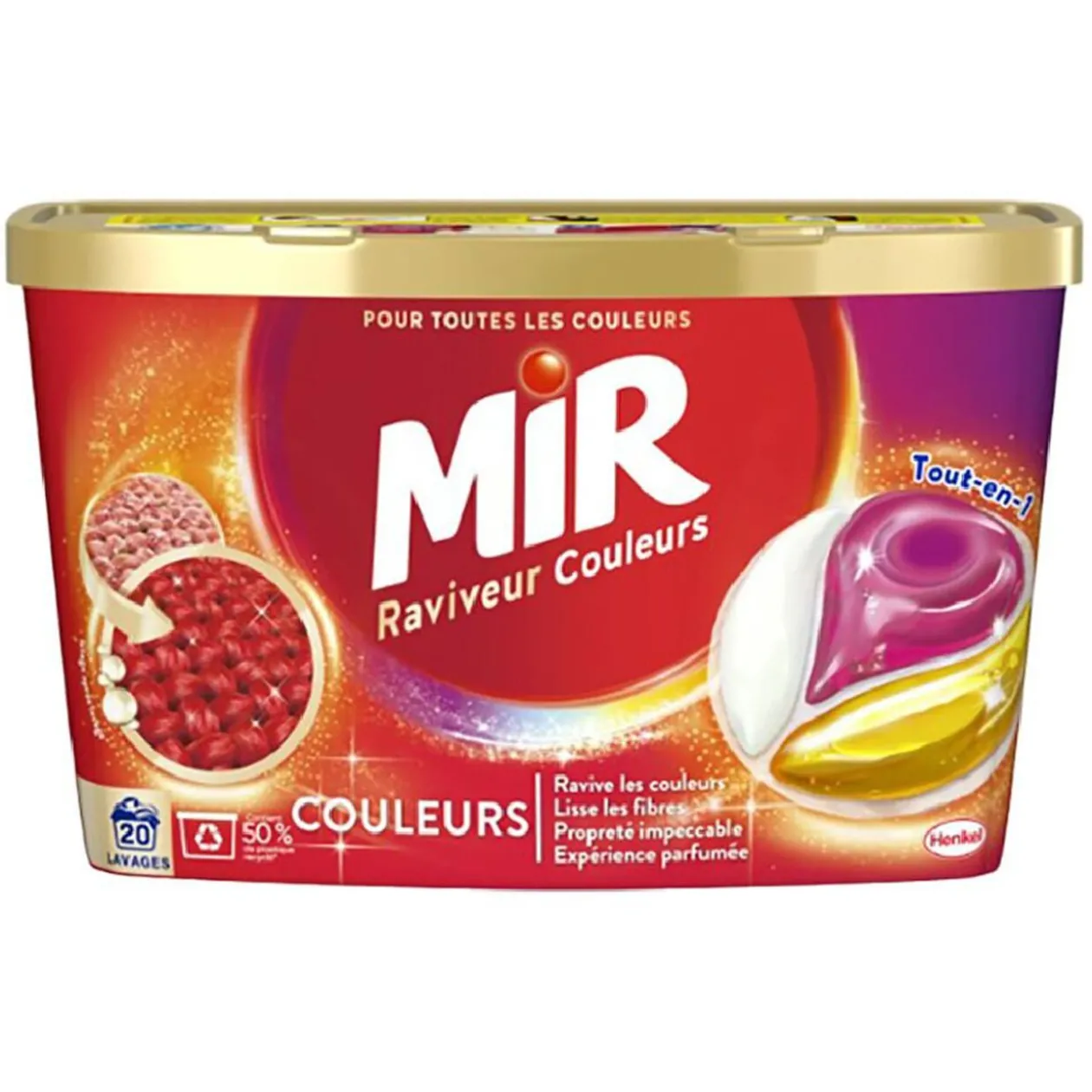 Lessive liquide Pods Mir raviveur de couleur 270g - 20 lavages