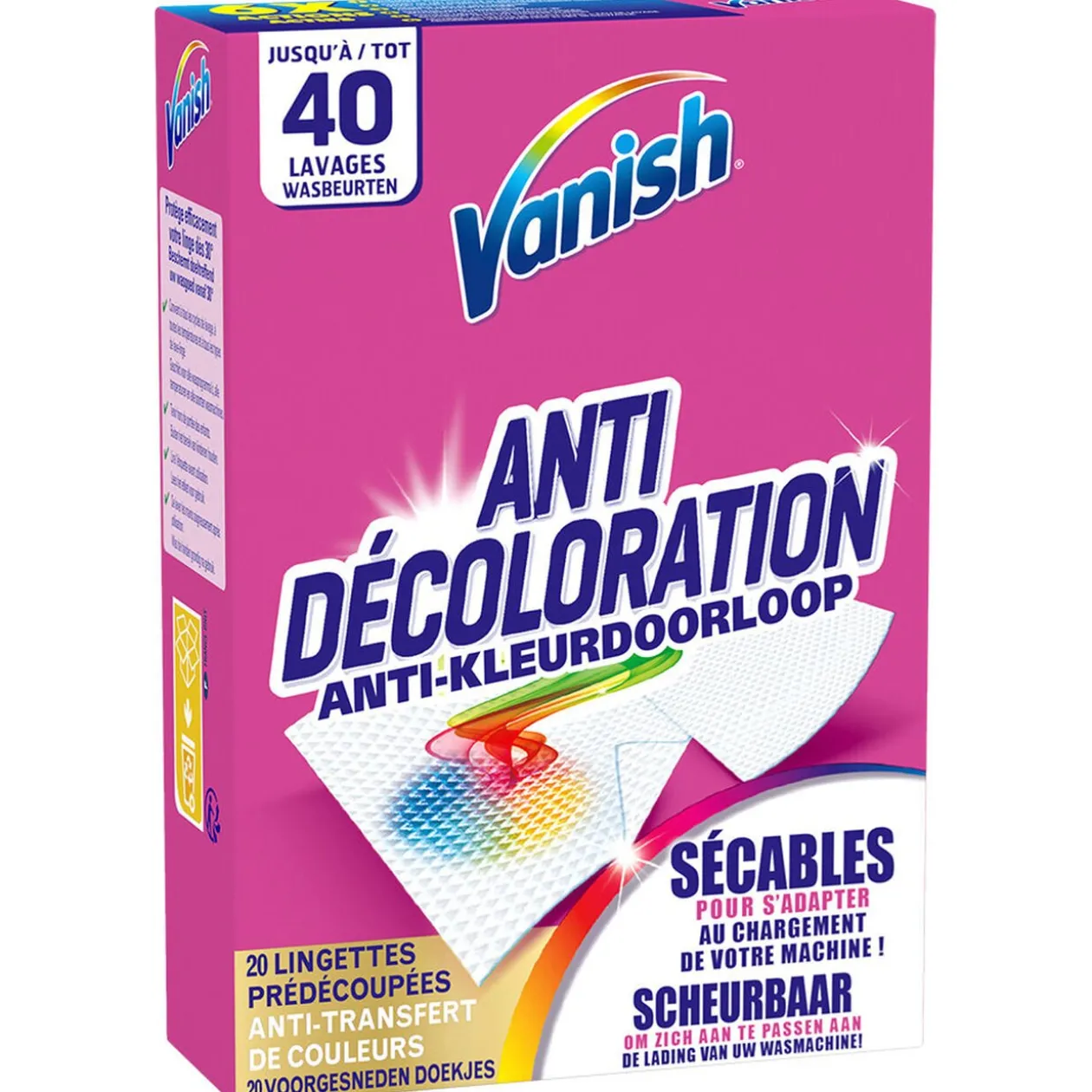 Lingette anti transfert de couleurs Vanish x20