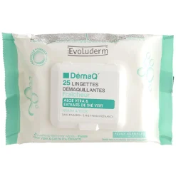 Lingette démaquillante Evoluderm Aloé vera thé vert x25
