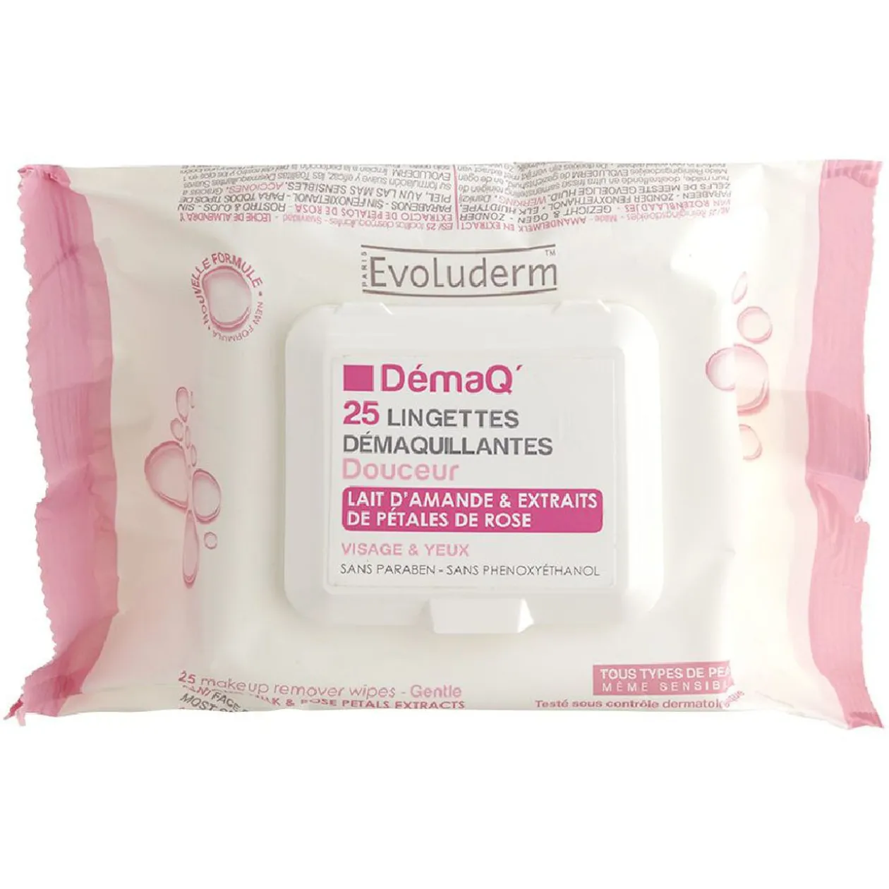 Lingette démaquillante Evoluderm Lait d'amande douce x25