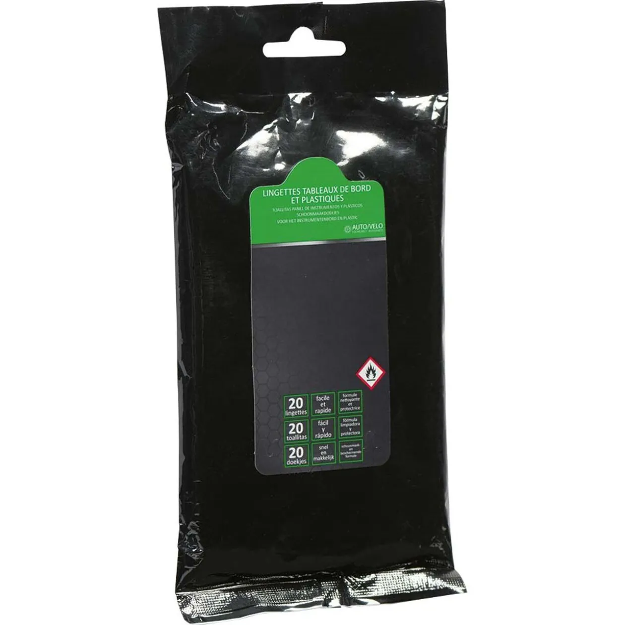 Lingette nettoyante pour plastique auto/vélo x20