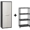 Lot armoire 2 portes et étagère 4 niveaux