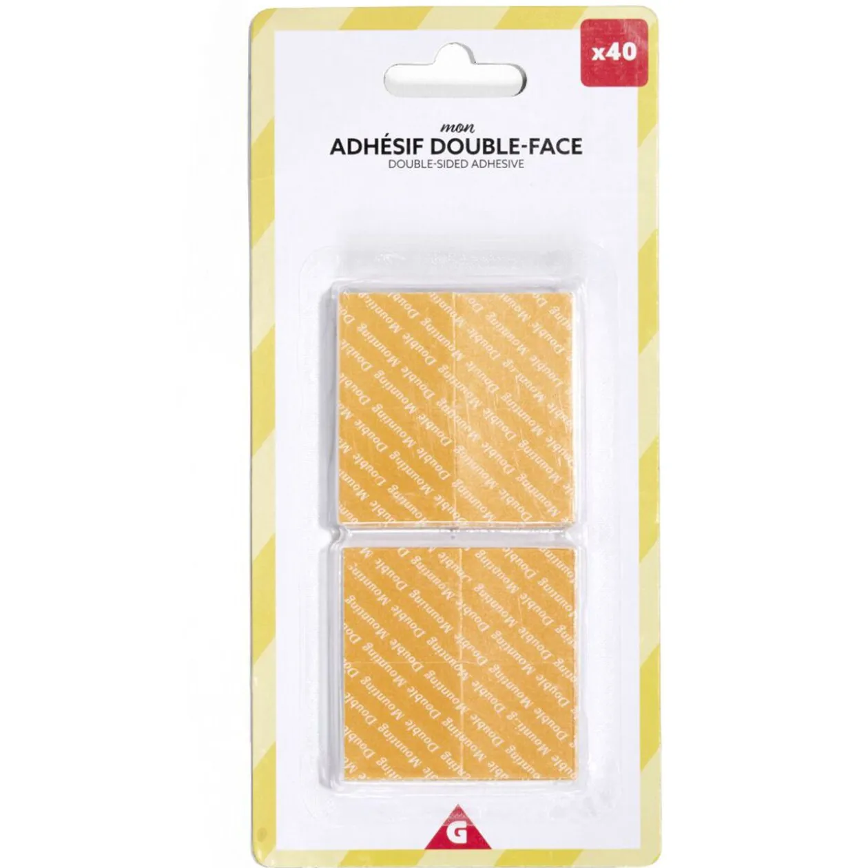 Lot de 40 adhésifs double face multiusage 2,5x2,5cm