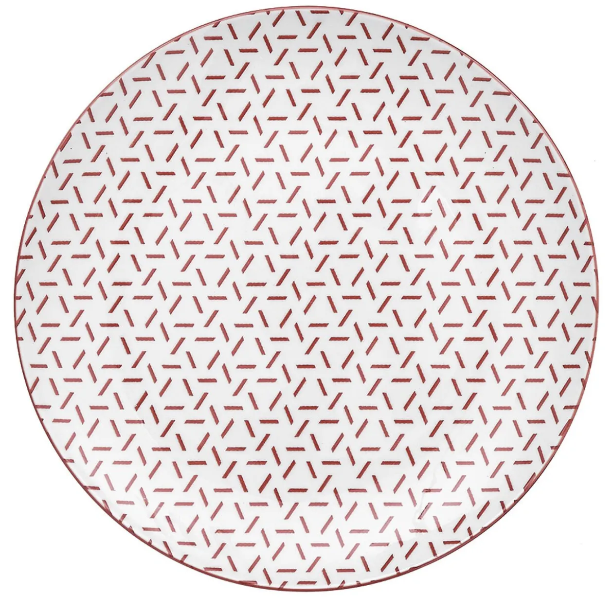 Lot de 4 assiettes à dessert porcelaine motif trait triangle multicolore Ø19cm