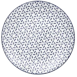 Lot de 4 assiettes à dessert porcelaine motif trait triangle multicolore Ø19cm