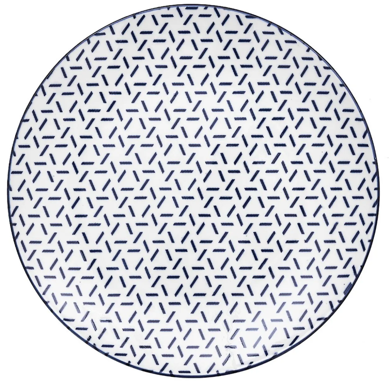 Lot de 4 assiettes à dessert porcelaine motif trait triangle multicolore Ø19cm