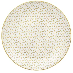 Lot de 4 assiettes à dessert porcelaine motif trait triangle multicolore Ø19cm