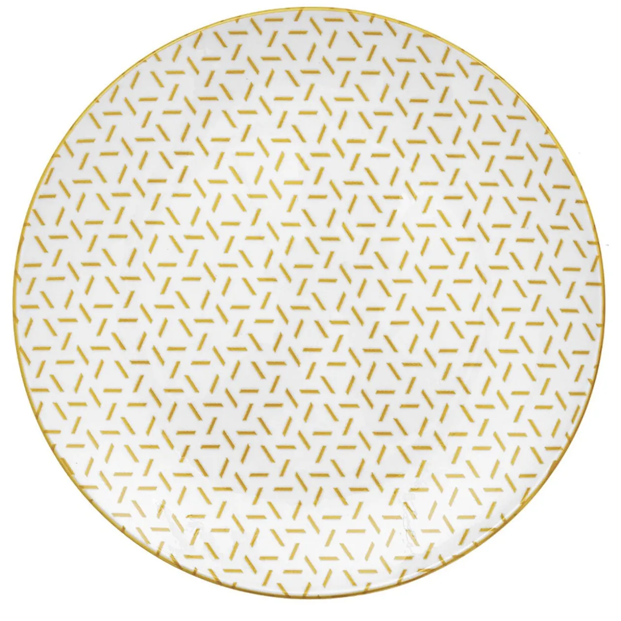 Lot de 4 assiettes à dessert porcelaine motif trait triangle multicolore Ø19cm