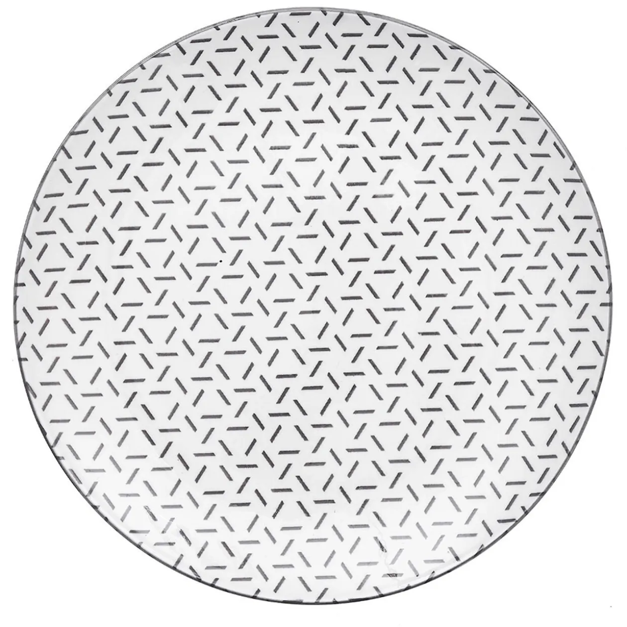 Lot de 4 assiettes à dessert porcelaine motif trait triangle multicolore Ø19cm