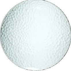 Lot de 4 assiettes plates rondes en plastique effet martelé