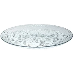 Lot de 4 assiettes plates rondes en plastique effet martelé
