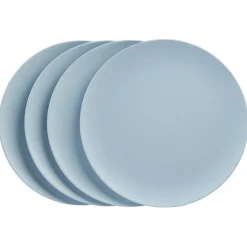 Lot de 4 assiettes plates en bambou bleu