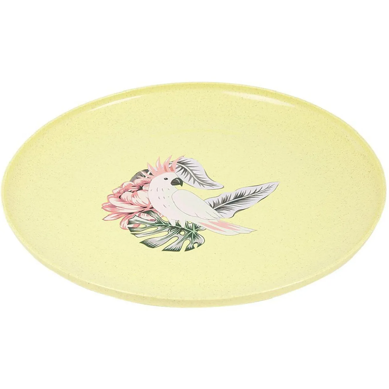 Lot de 4 assiettes plates décor oiseau et feuille
