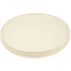Lot de 4 assiettes plates beige