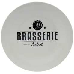 Lot de 4 assiettes plates rondes Bistrot porcelaine blanche