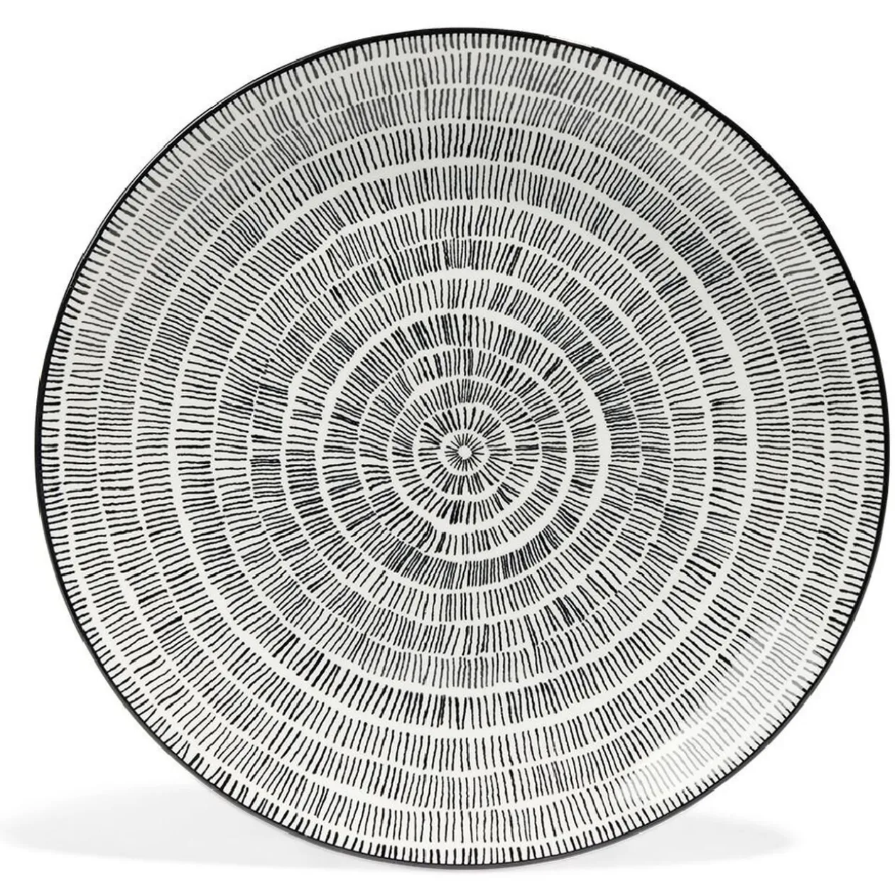 Lot de 4 assiettes plates Ø27cm porcelaine imprimé noir et blanc