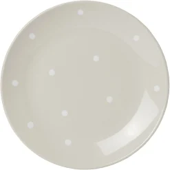 Lot de 4 assiettes rondes plates céramique déco pois