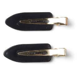 Lot de 2 barrettes à cheveux plates clic-clac noir et doré