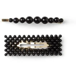 Lot de 2 barrettes à cheveux dorées à perles noires