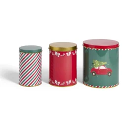Lot de 3 boîtes alimentaires en métal décor Noël 3 tailles