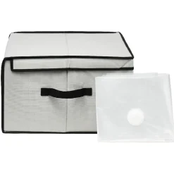 Lot de 2 boîtes de rangement avec 2 housses sous-vide gris