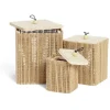 Lot de 3 boîtes de rangement carrées en bambou