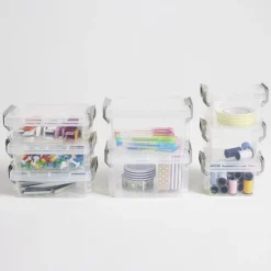 Lot de 8 boîtes de rangement 3 tailles plastique transparent - 2 modèles