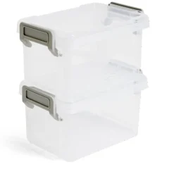 Lot de 8 boîtes de rangement 3 tailles plastique transparent - 2 modèles