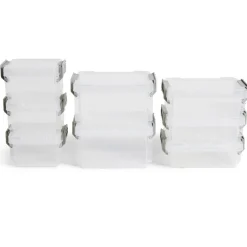 Lot de 8 boîtes de rangement 3 tailles plastique transparent - 2 modèles