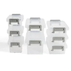 Lot de 8 boîtes de rangement 3 tailles plastique transparent - 2 modèles