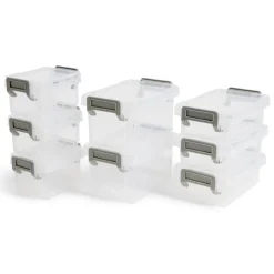Lot de 8 boîtes de rangement 3 tailles plastique transparent - 2 modèles