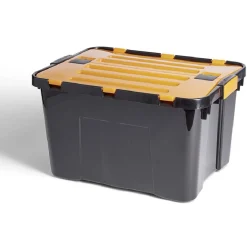 Lot de 2 box bricolage 34L plastique orange 49xH28x36cm