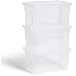 Lot de 3 box 4,5L plastique transparent 26x18,8x20,4cm