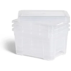 Lot de 3 box 4,5L plastique transparent 26x18,8x20,4cm