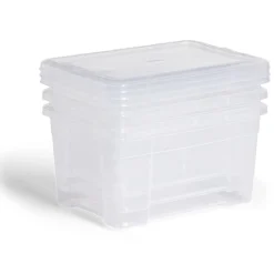 Lot de 3 box 4,5L plastique transparent 26x18,8x20,4cm