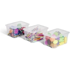Lot de 3 box 4,5L plastique transparent 26x18,8x20,4cm