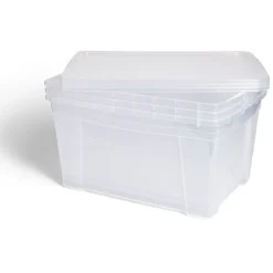Lot de 3 box 43L plastique transparent 56x39,5x35,5cm