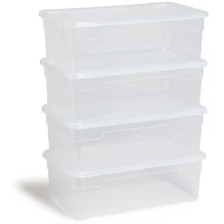 Lot de 4 box 11L plastique transparent
