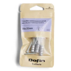 Lot de 7 chevilles autoforeuses avec vis Ø6x30mm charge 20kg