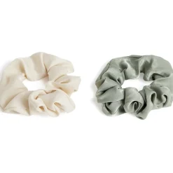 Lot de 2 chouchous scrunchies uni beige et uni kaki