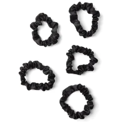 Lot de 5 chouchous scrunchies polyester satiné noir