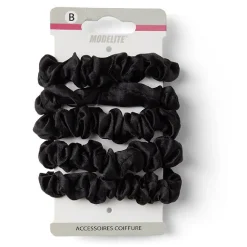Lot de 5 chouchous scrunchies polyester satiné noir