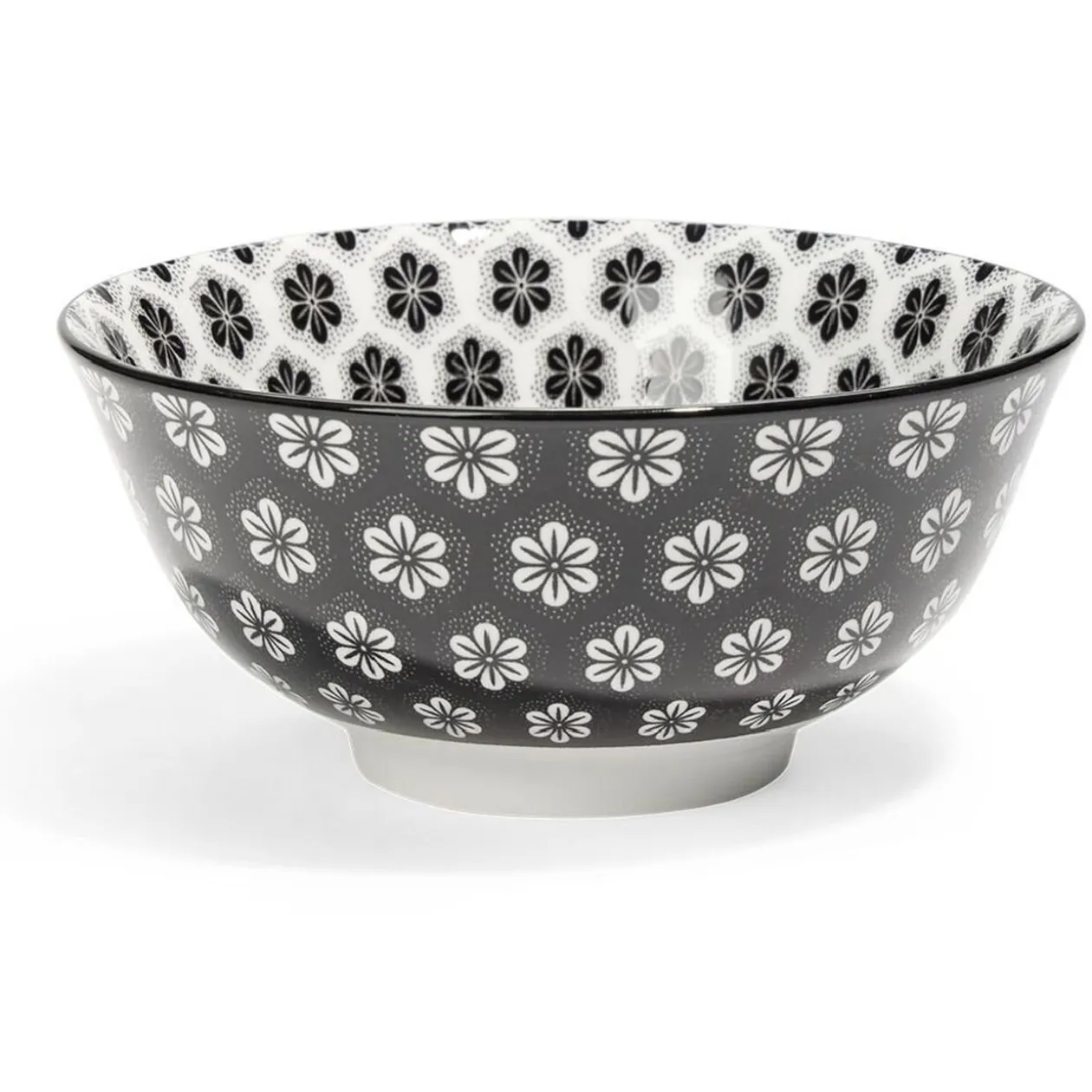 Lot de 4 coupelles 300ml porcelaine Ø15cm noir et blanc